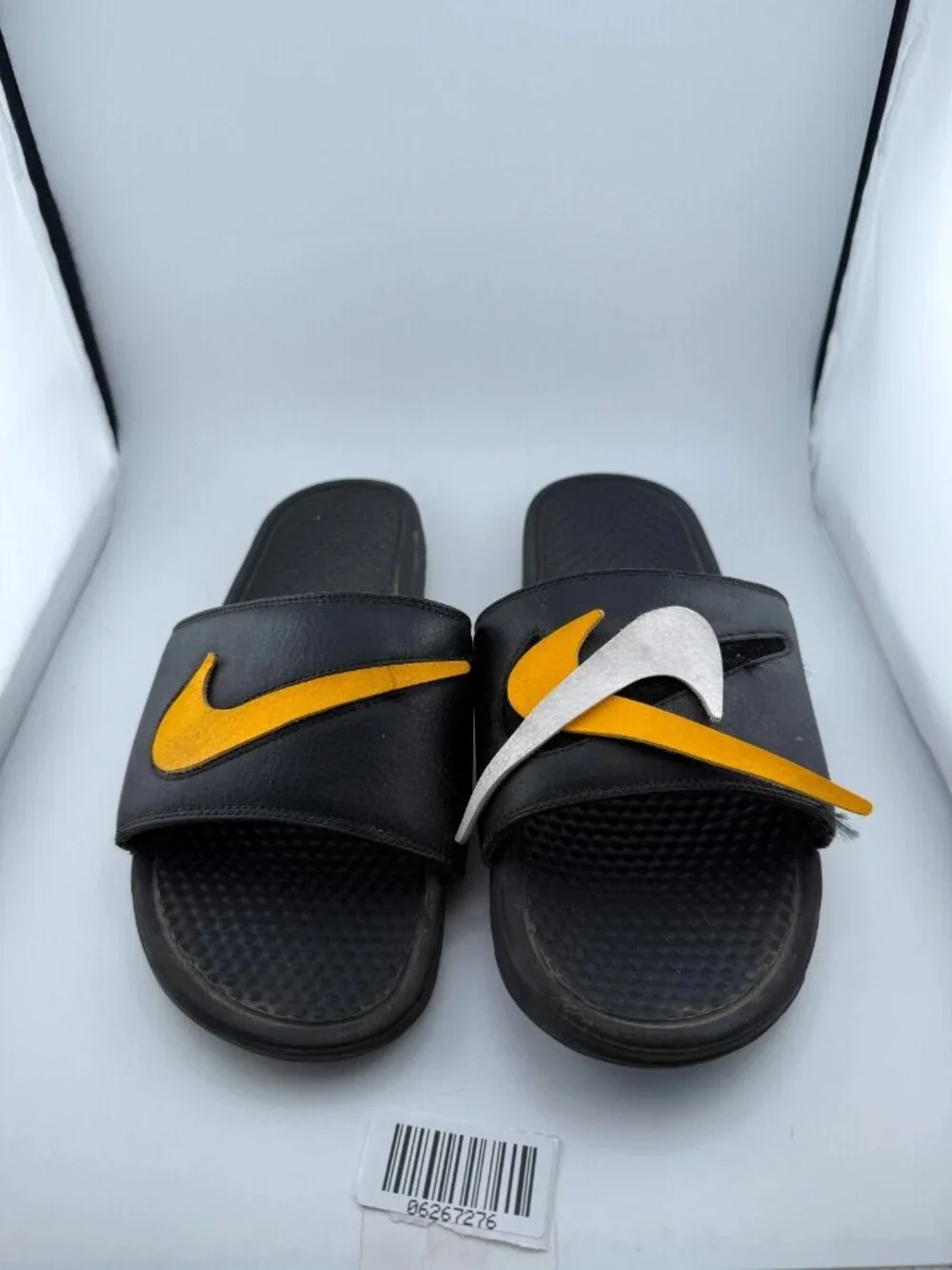 WORN Nike Benassi JDI Swoosh Pack Black AQ8614-001 Size 13 NO BOX
